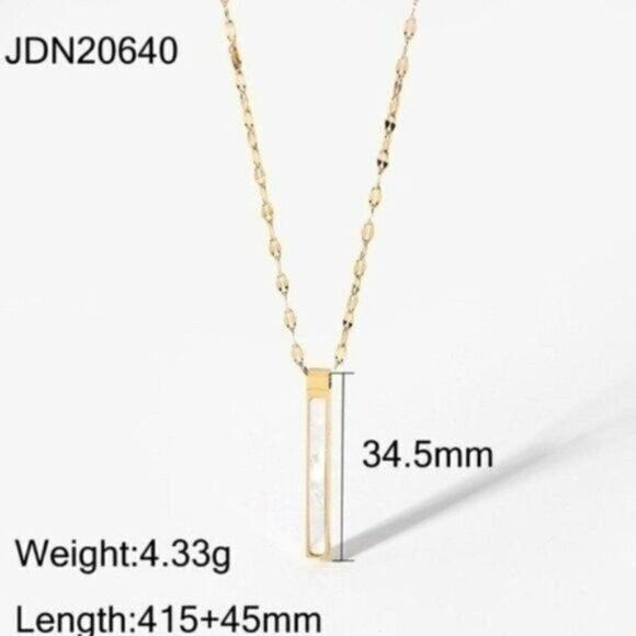 Shell and Stainless Steel Pendant Necklace - Picture 2 of 3